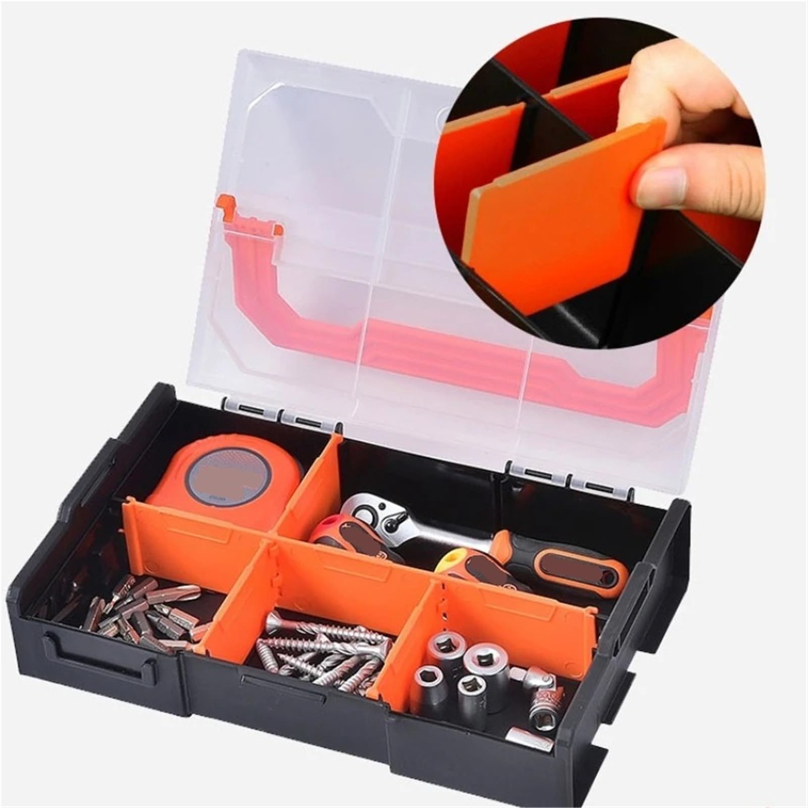 Organizador De Tornillos Caja de herramientas con compartimentos for guardar piezas, rejillas múltiples for colocar tornillos, caja pequeña plástico, estuche combinado(3PCS)
