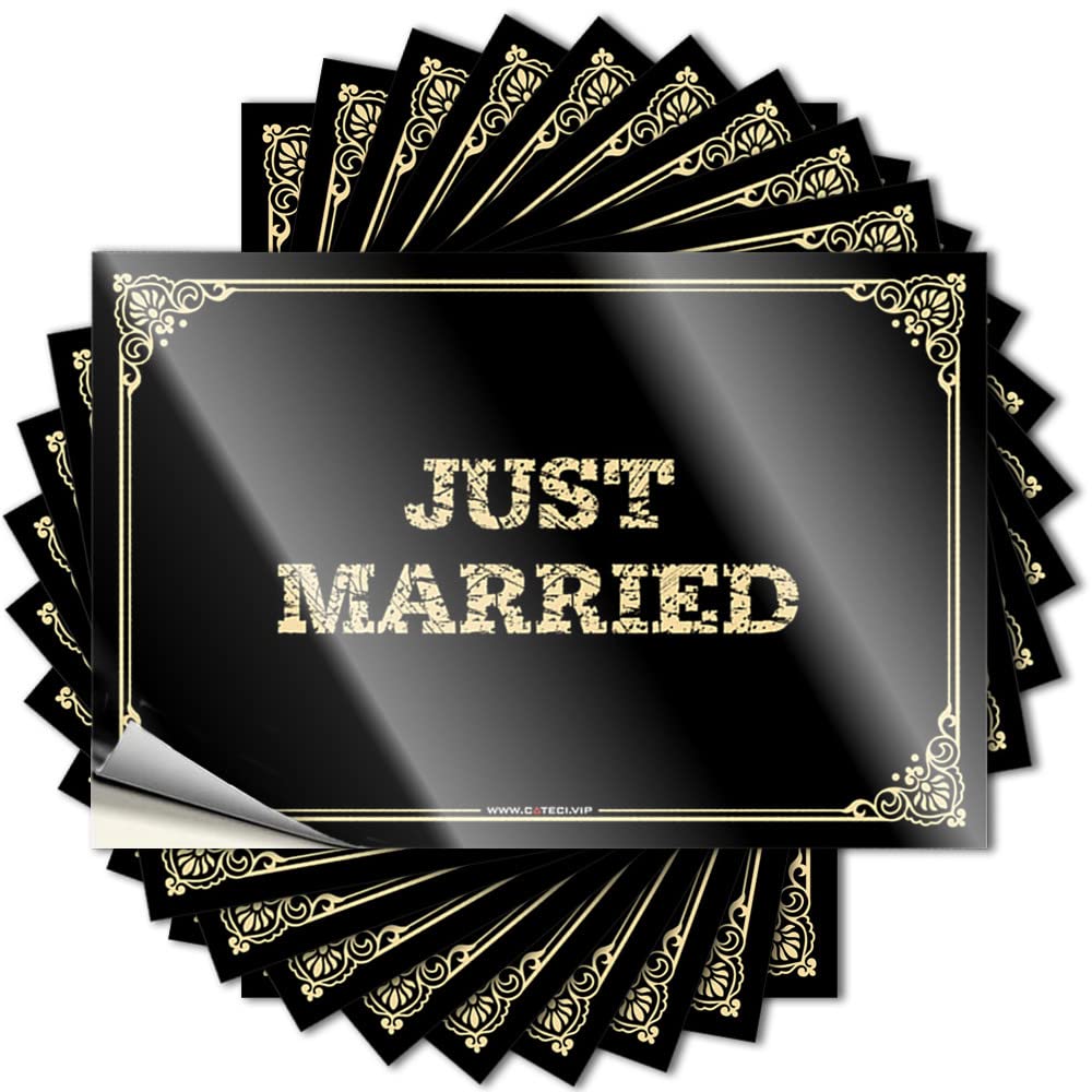 Decals Western Back Porch Decor Waterproof - Just Married Hard Self Adhesive Decal for Interior Use(8X12CM)
