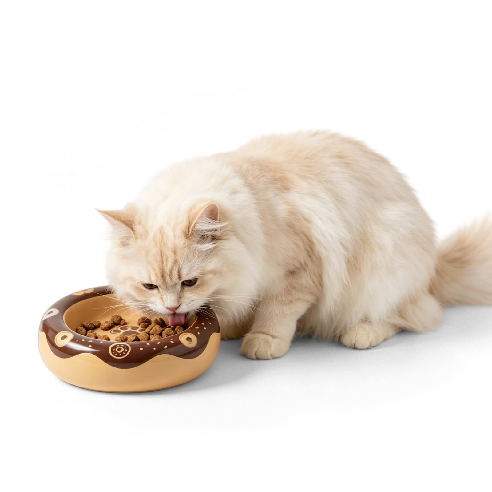 Katzennapf aus Keramik, Donut-Schale für Katzen, kleine Hunde, 160 ml, Braun