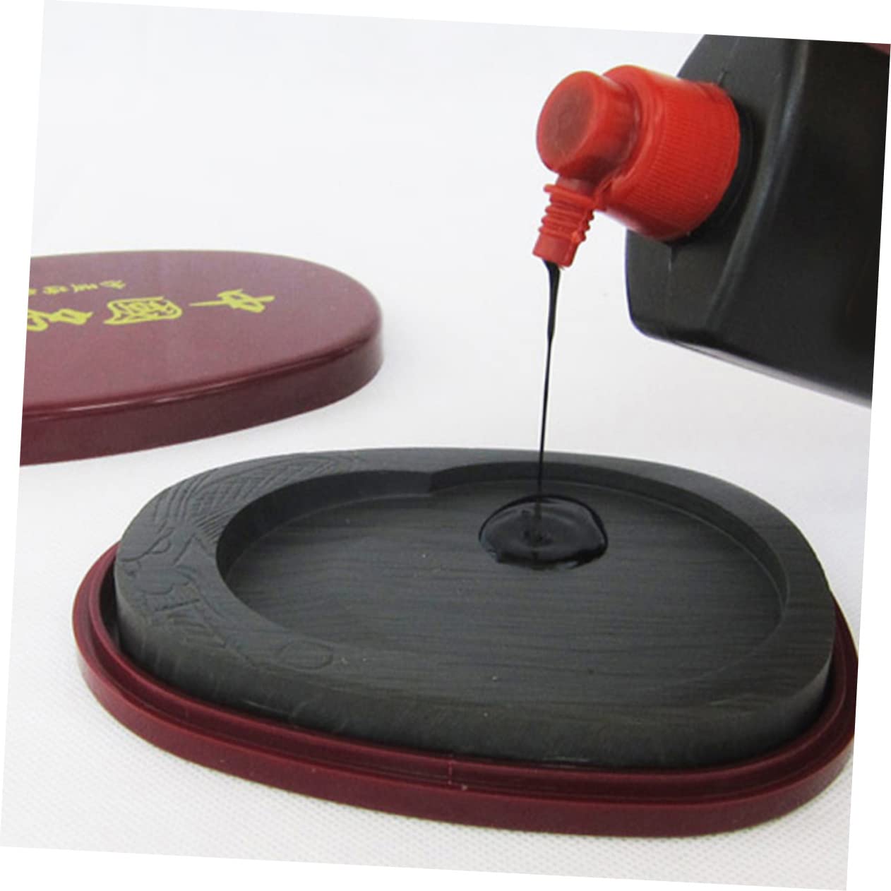 Anneome Pierre à Encre Accessoire D'écriture Traditionnel pour Calligraphie Chinoise Couvercle Compacte et Résistante pour Étudiants et Enseignants
