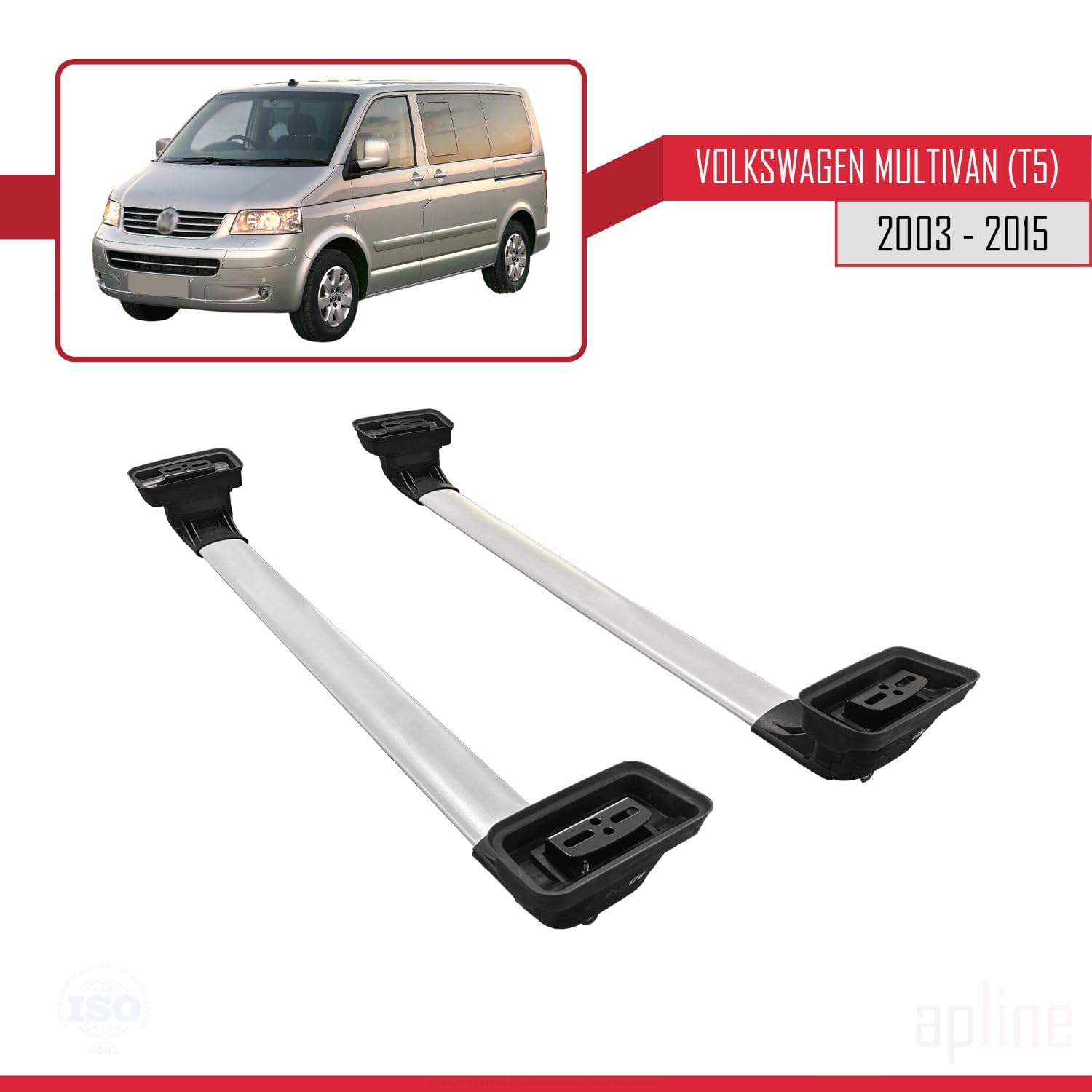 Kompatibel mit Volkswagen Multivan (T5) 2003-2015 ACE-3 Modell Relingträger Dachträger Auto Gepäckträger Grau Aluminium 2 Stangen