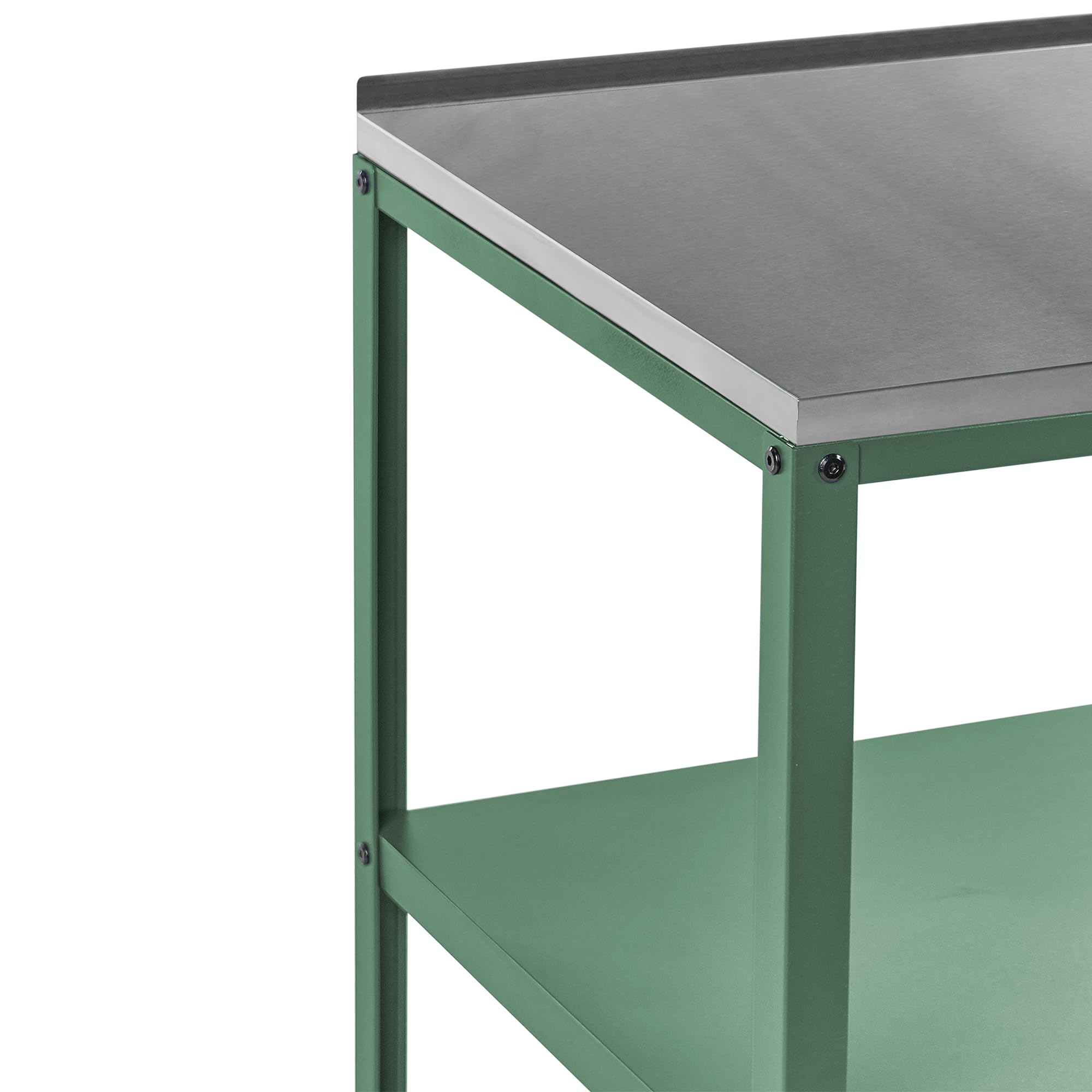 Beliani Isla de Cocina de jardín Exterior con estantes y encimera de Acero Inoxidable 80x50x92 cm Verde Vilama