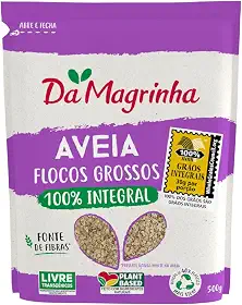 Aveia Da Magrinha 500g – Flocos Grossos, Integral, Fonte de Fibras, Sem Lupas de Alto Teor, Ideal para Mingaus, Receitas e Café da Manhã Saudável