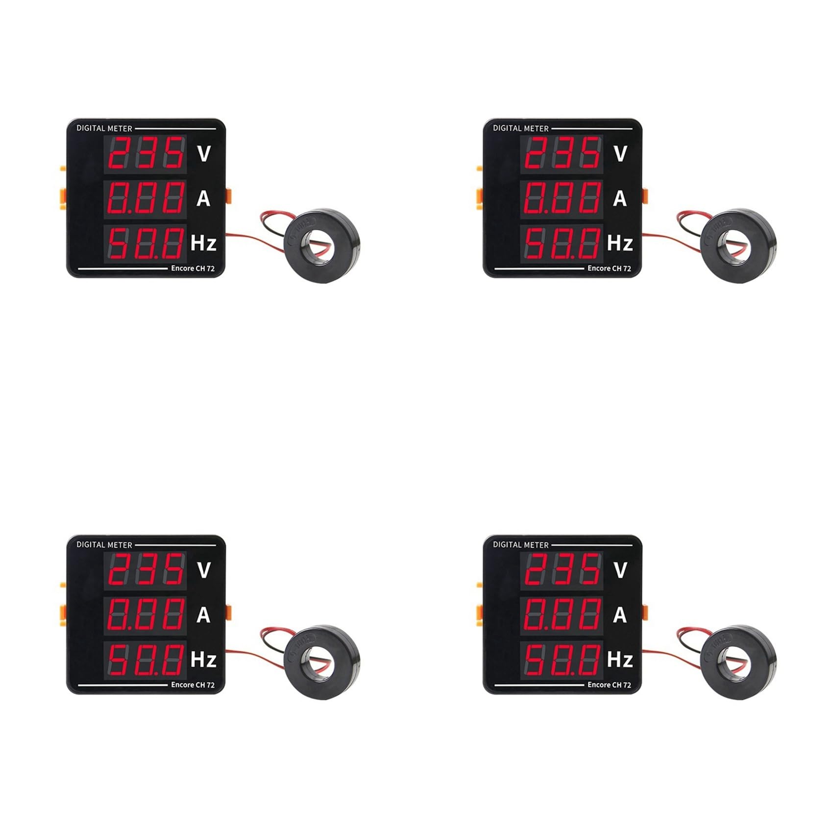 Jnchdghwa 4X AC Ammeter Voltmeter Three Display Current Voltage Frequency Meter AC50-500V AC0-120A 10-99.9Hz