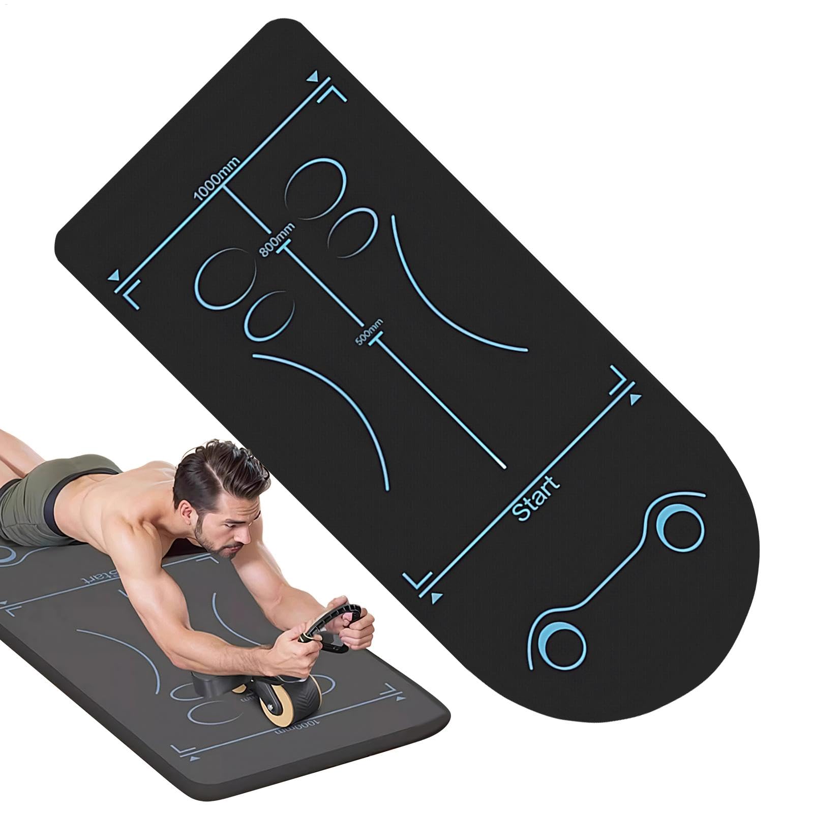 Tappetino per addominali, tappetino protettivo per fitness, tappetino per attrezzature da palestra, tappeto pieghevole compatto, cuscino da allenamento leggero, per esercizi con ruote a rullo, 150 x