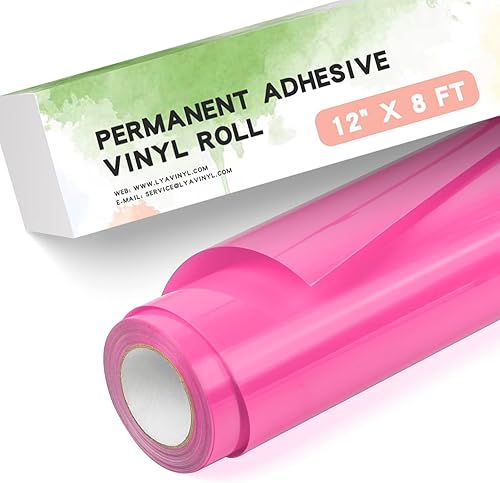 Lya Vinyl Vinilo permanente rosa neón Rollo de vinilo adhesivo brillante de 12 pulgadas x 8 pies para Cricut, Silhouette, cortadores de camafeo,