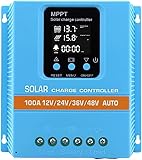 Solar Charge Controller 100A 12V 24V 36V 48V Intelligent Recognition LCD Display...