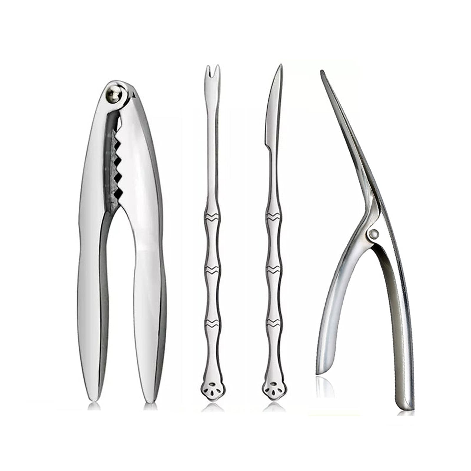 Ustensiles de Crustacés Breaker et outils de la jambe de crabe comprennent 1 biscuit de crabe, 1 fourchette de la jambe de crabe, 1 couteau à jambe de crabe et 1 ciseaux de fruits de mer doivent être
