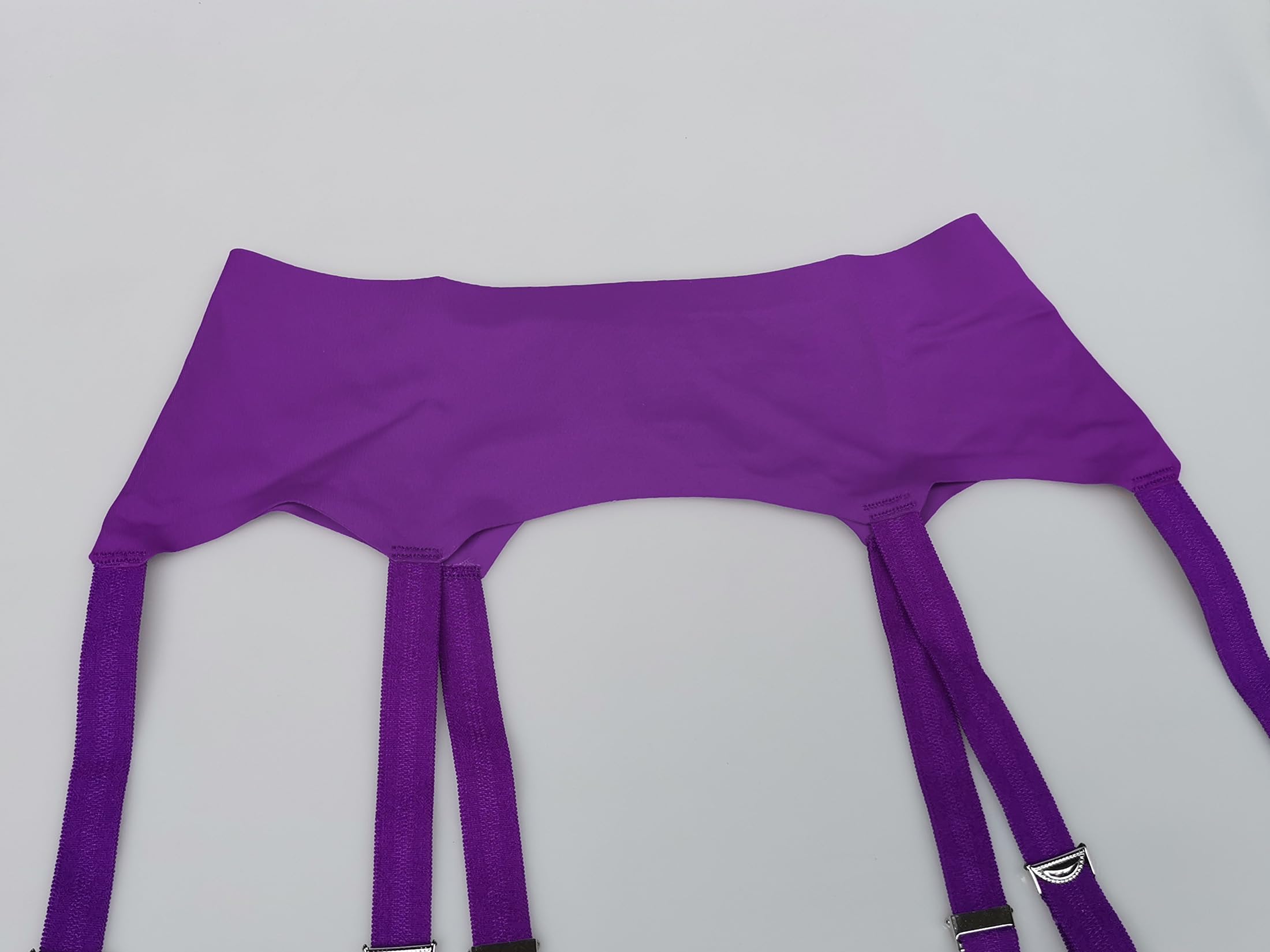 Purple Plus Size Metal Buckles 6 Wide Straps Sexy Women Seamless Garter Belt for Stockings S504P: Large Purple
