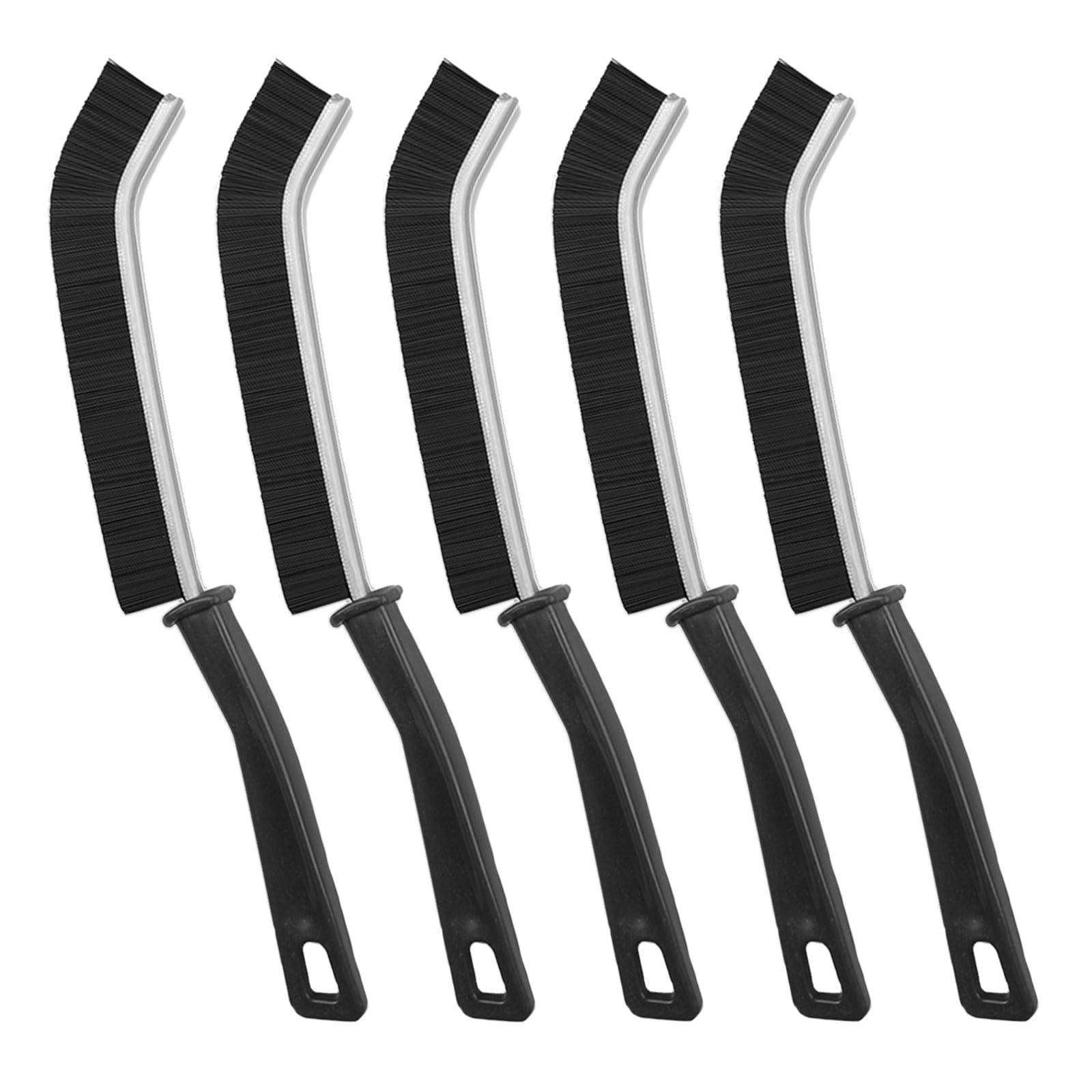 SKHAOVS 5 Pcs Crevice Cleaning Brush, Gaps Cleaning Brush Narrow Groove Brush Scrub Brushes, Long Handle Crevice Cleaning Tools for Bathroom, Kitchen, Doors and Windows, Tight Space (Black)