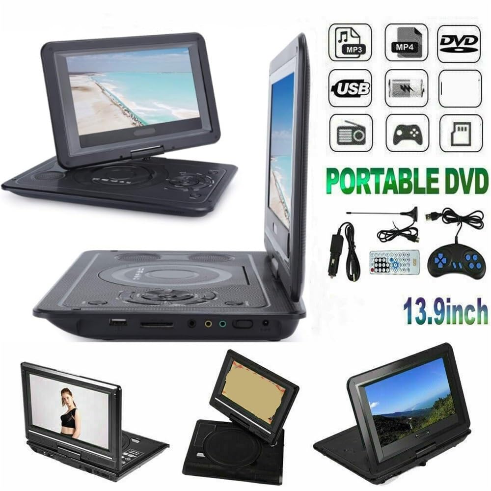 13,9 Pouces de Port USB de Lecteur DVD Portable écran pivotant à Rotation de 270 degrés