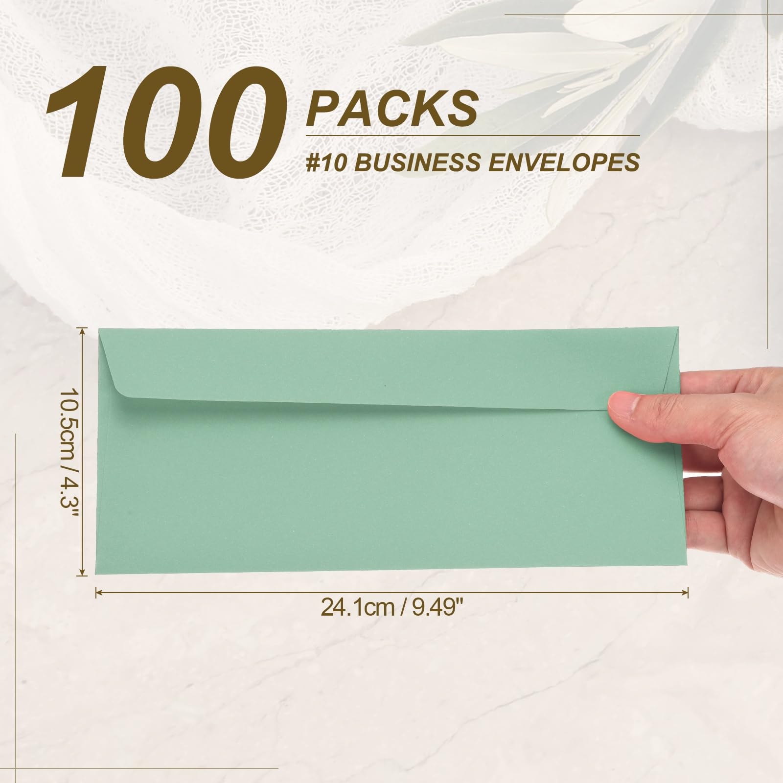 PATIKIL 100 Pack Grass Green #10 Business Envelopes, Colored Self Seal Letter Size Envelopes for Business Mailing Office Checks Invitation, 24.1 x 10.5 cm - Image 2