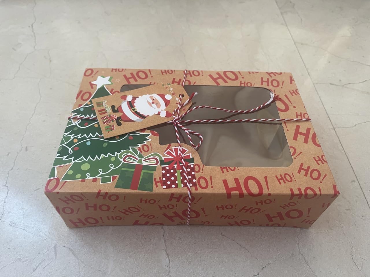 LORRIC Christmas Cookie Boxes, Large Holiday Treat Tins with Lids, Bakery Gift Boxes, Candy & Cookie Containers, Bulk 10 Pack Kraft