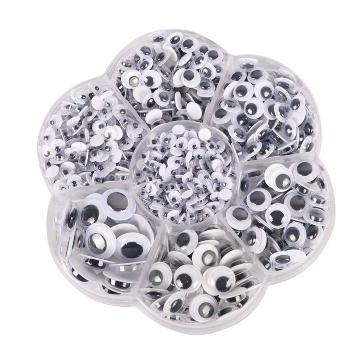 Queenbox 800 Pcs Mixed Size Wiggle Eyes Stickers, Cabochons Safety Eyes Googly Eyeballs for Plush Animal Scrapbooking
