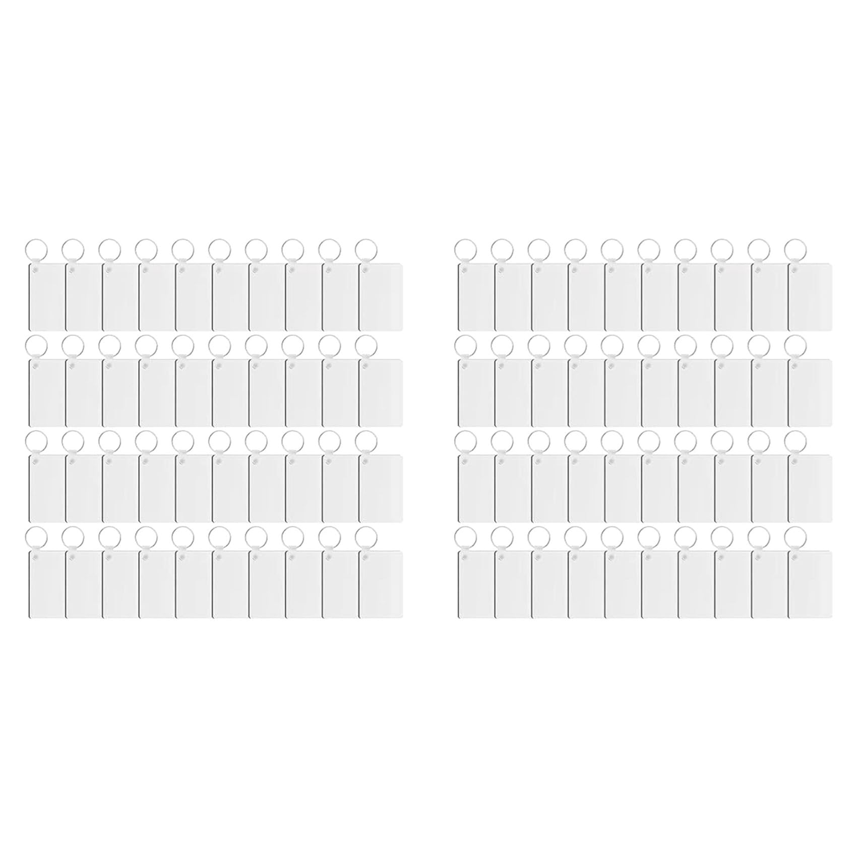 Vjsujehgy 60PCS Sublimation Keychain Blanks Double Side Heat Transfer Blanks MDF Blank Board Key Rings Blanks for DIY and Craft