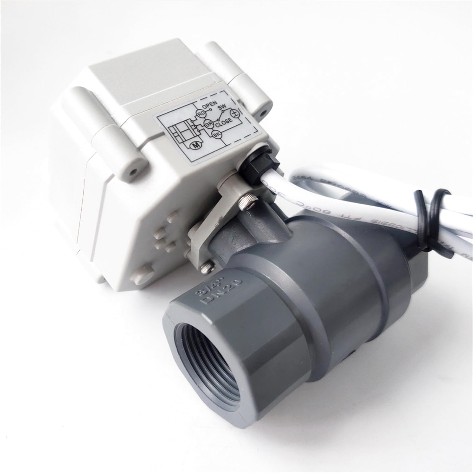 Válvula de Agua eléctrica de Paso Total AC220V PVC, válvula de Agua motorizada de 3/4 ", 110V a 230V con Tiempo de Encendido/Apagado de 5 Segundos, actuador de 2Nm | válvula solenoide(BSP thread,CR704)