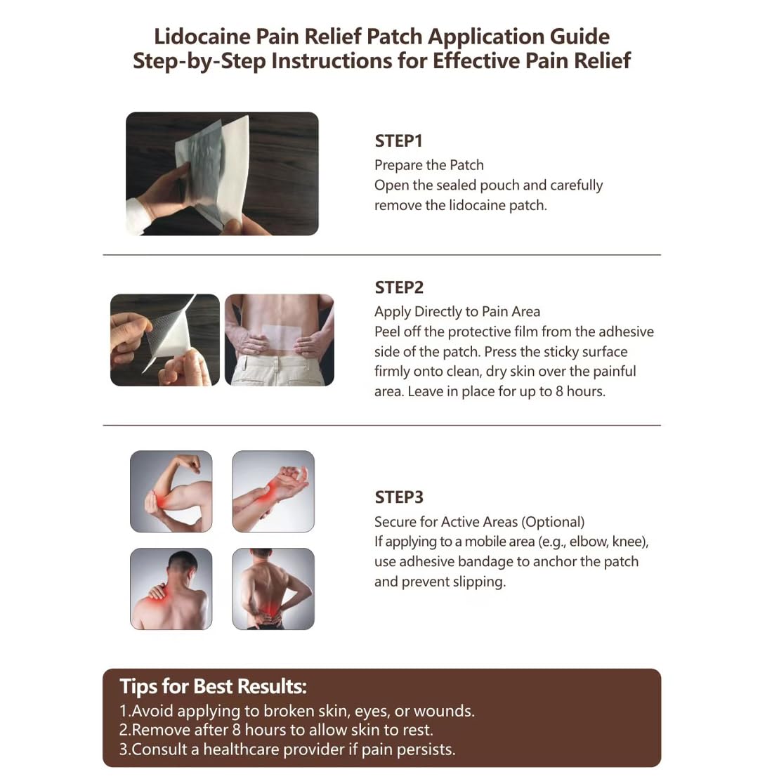 Pain Relief Patches - 4% Lidocaine Maximum Strength Numbing Gel Patches Fast-Acting for Back Neck Knee Shoulder Joint Ache Muscle Soreness.5 Counts — Amazon image 6