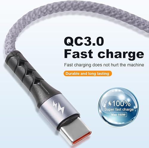 Miniatura 5 de SIQIWO Cable USB C a USB A de carga rápida 2 unidades de 4 pies, QC 3.0 USB tipo C con 4 puertos USB C, para Samsung Galaxy S10 S9 S8 S20 Plus A51