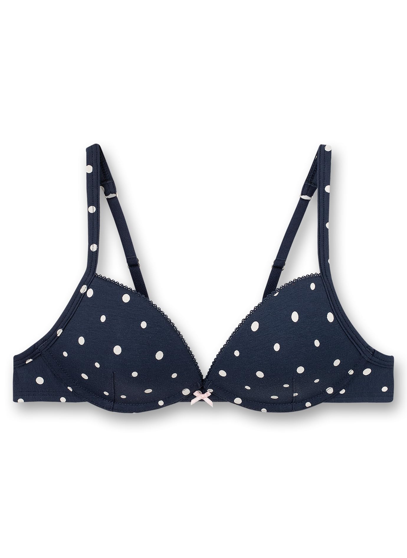 Sanetta Girls' Soft Cup Bra Dark Blue Dots Comfortable and Comfortable Non-Wired Cotton Blend Underwear for Girls, Blue, 30A