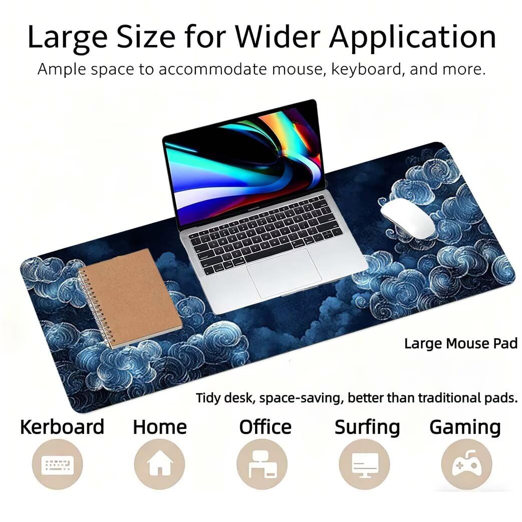 Lpfieonn Anlage Schreibtischunterlage XXL, Weiß Schreibtischunterlagen Großes, Gaming Mousepad XXL mit ernähter Rand und Rutschfeste Gummibasis, Desk Mat für PC/Laptop/Mausa 120x60cm PF-2254