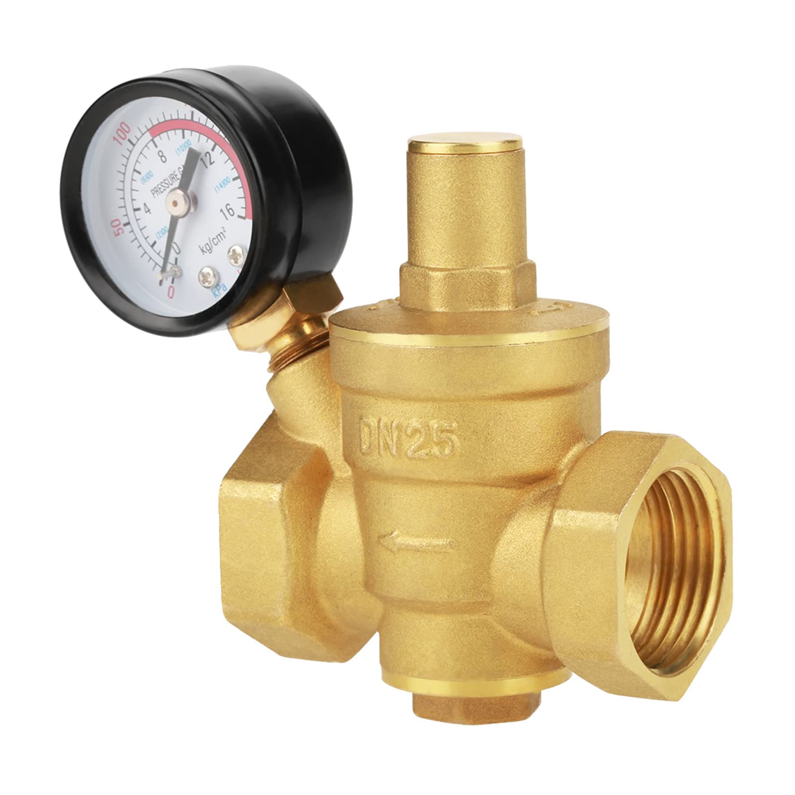 DN25 mosiężny regulator ciśnienia wody z miernikiem | regulowany zakres 0,05-0,8 MPa | zamiennik do systemów hydraulicznych/nawadniania/domowych przewodów wodnych | ciśnienie górne 1,6 MPa