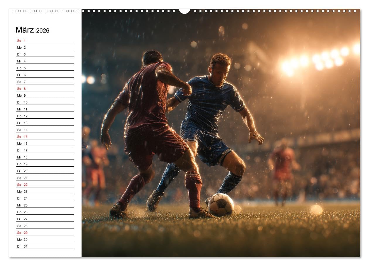 Fußball Kalender - Das Spiel unseres Lebens (hochwertiger Premium Wandkalender 2026 DIN A2 quer), Kunstdruck in Hochglanz: Fesselnde Fußballbilder ... Emotion und Liebe zum Ball. (CALVENDO Sport)