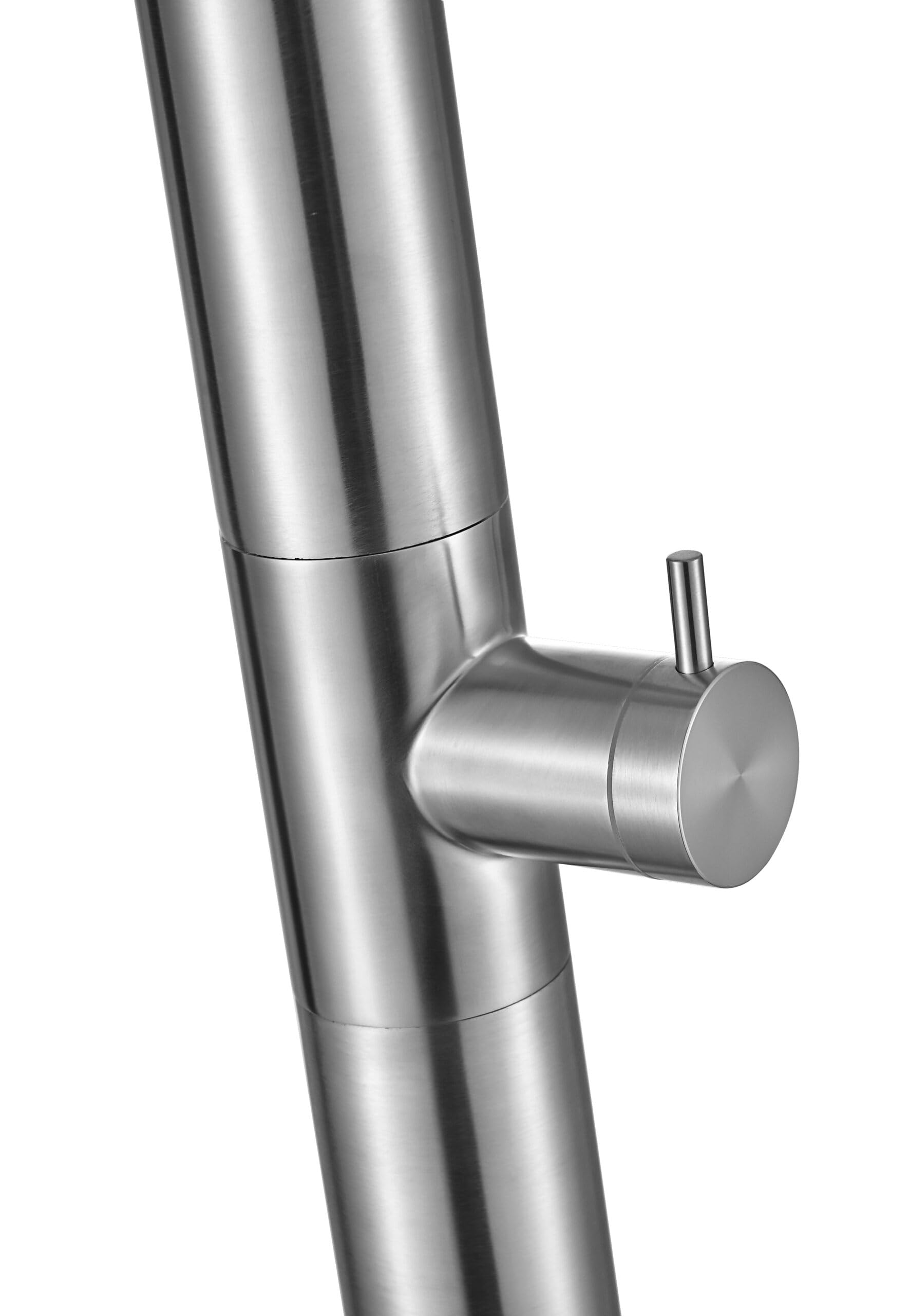 Mice - Columna de Ducha Exterior para Jardín y Piscina, Monofluido, Agua Fría, Control con Giro 90° - Griferia para Exterior de Acero INOX. S316 / Acero Cepillado