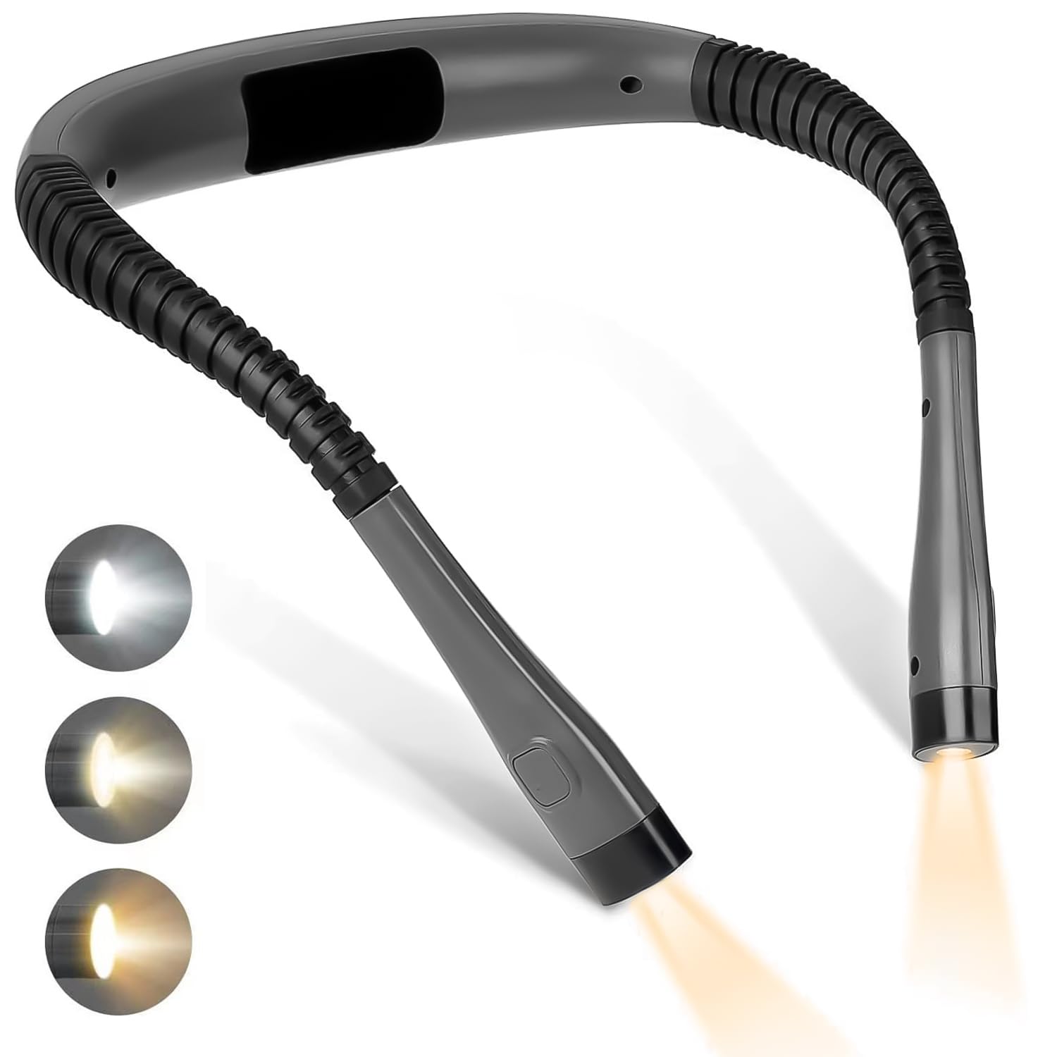 ChaneeHann Hals Leselampe Buch, LED Buchlampe mit 3 Farben & 3 Helligkeiten Einstellbar, Wiederaufladbar Augenschutz Halslampe, Halsrundes Ergonomisches Design, für Lesen, Stricken, Häkeln