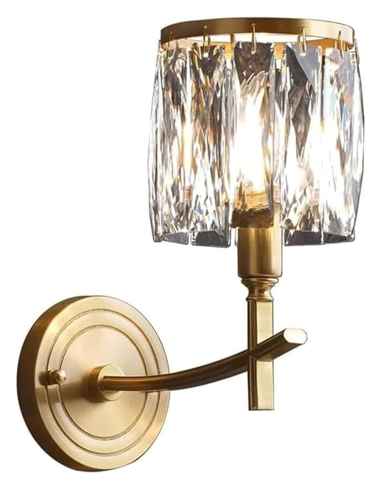 JYBNBBE American Light Luxury All-Copper Crystal Wall Lamp,Modern Gold Wall Sconce Flush Mount Lighting Fixture