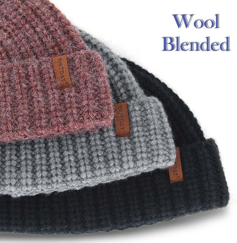 Chunky Wool Fisherman Short Beanie Hats Skull Cap for Men, Mens Thick Skater Streetwear Fishermans Beanie Daily Hat - Image 6