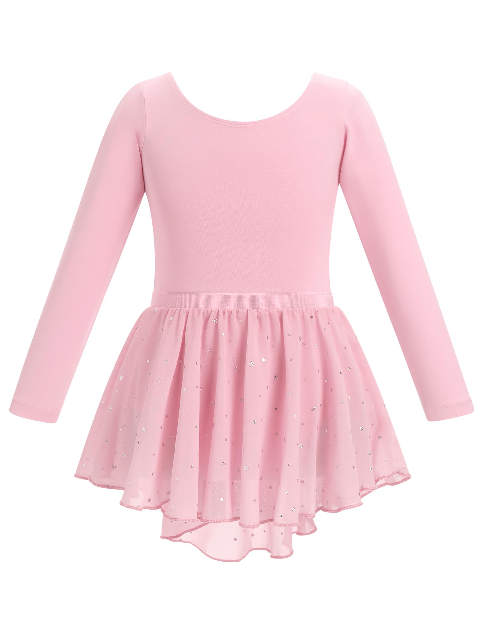 IDOPIP Vêtements de Ballet pour Enfants Robe Leotard Danse Justaucorps Jupe à Paillettes Deux Pièces Manches Longues Ballerines Fille