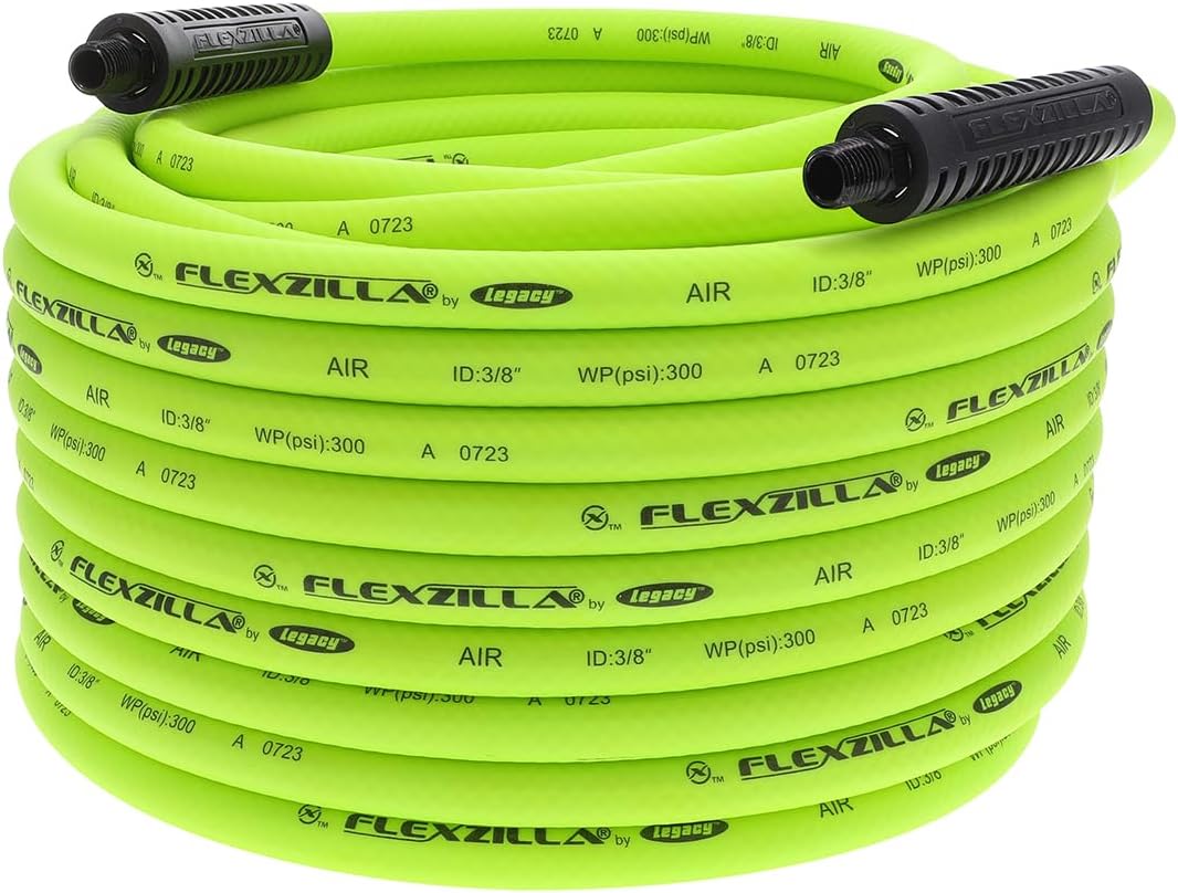Flexzilla Air Hose, 3/8 in. x 100 ft., 1/4 in. MNPT Fittings, Heavy