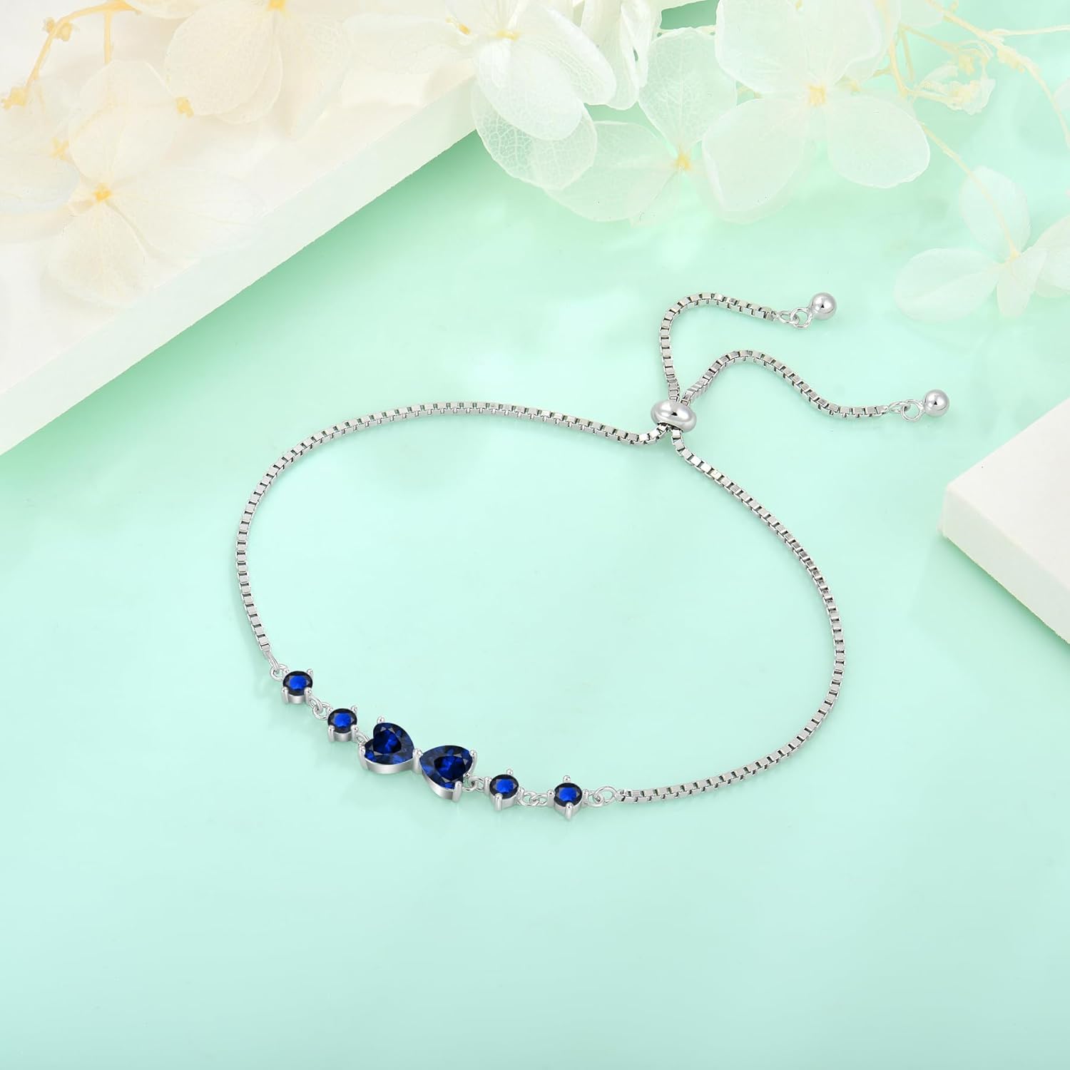 STARCHENIE Heart Bracelet for Women 925 Sterling Silver Birthstone Bracelet Adjustable Jewelry - Image 4