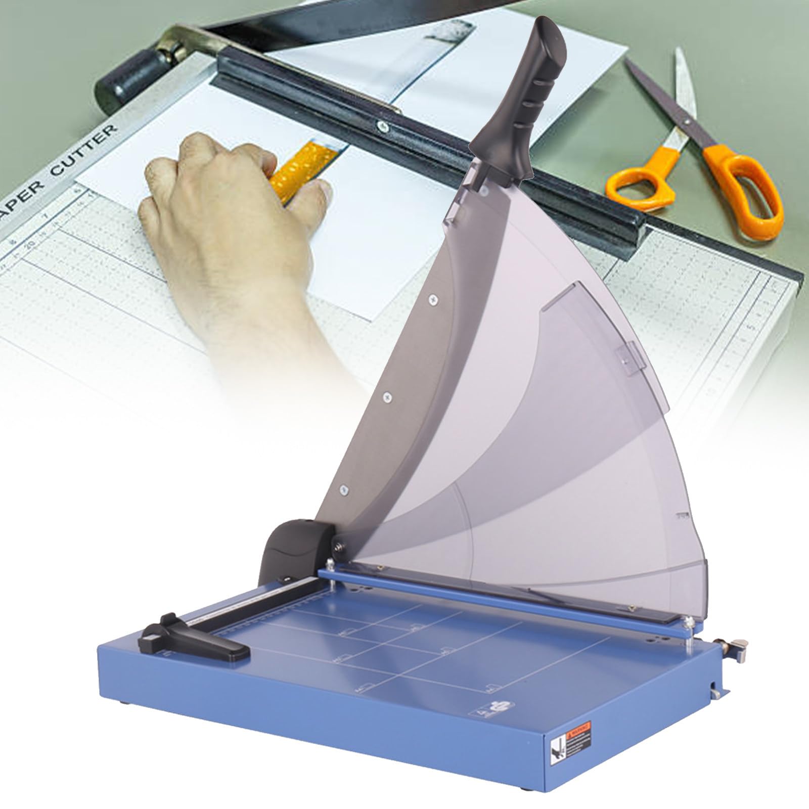 Papierschneider, A4-Trimmer mit Sicherheitsschutz und gebogener Klinge, gerade Schnitte für Scrapbooking, Papier, Karton