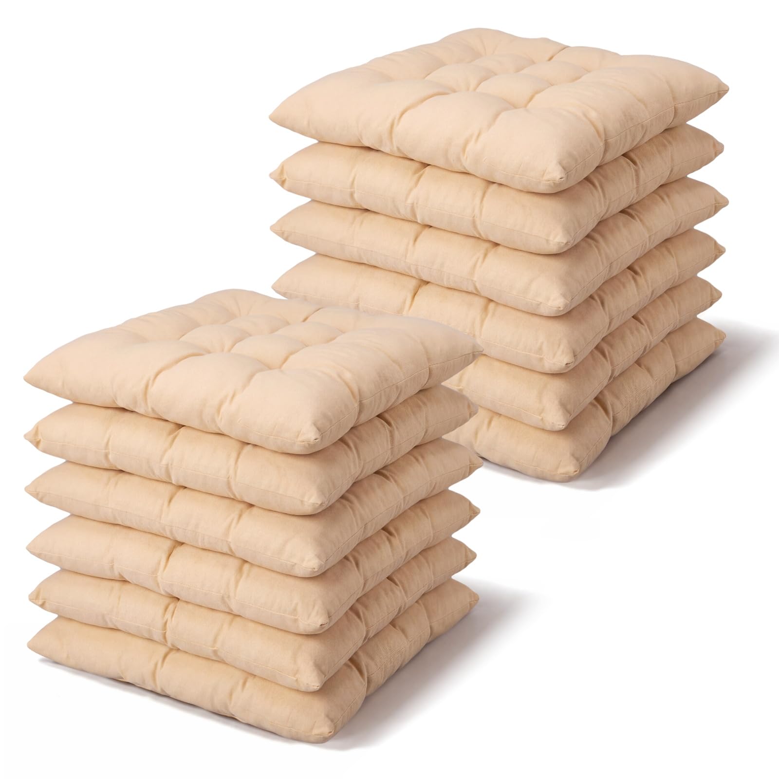 Geetery 12 Pcs Bulk Floor Pillows Cushion for Kids Classroom,Beige,Square