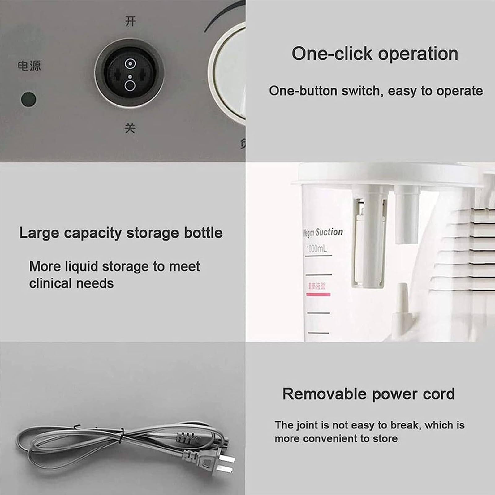 Pompa elettrica automatica di aspirazione dell'espettorato, dispositivo portatile per la rimozione del muco con 50 tubi usa e getta, ideale per la cura delle vie respiratorie di anziani e bambini