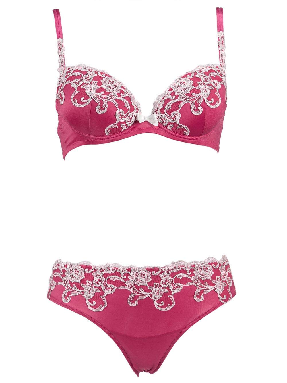 Conjunto de ropa interior de mujer ámbar en Toulle rosa oscuro