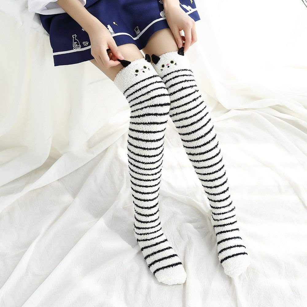 DeemoShop Sexy Warm Long Stocking Fashion Striped Knee Socks Women Cotton Thigh High Over The Knee Stockings for Ladies