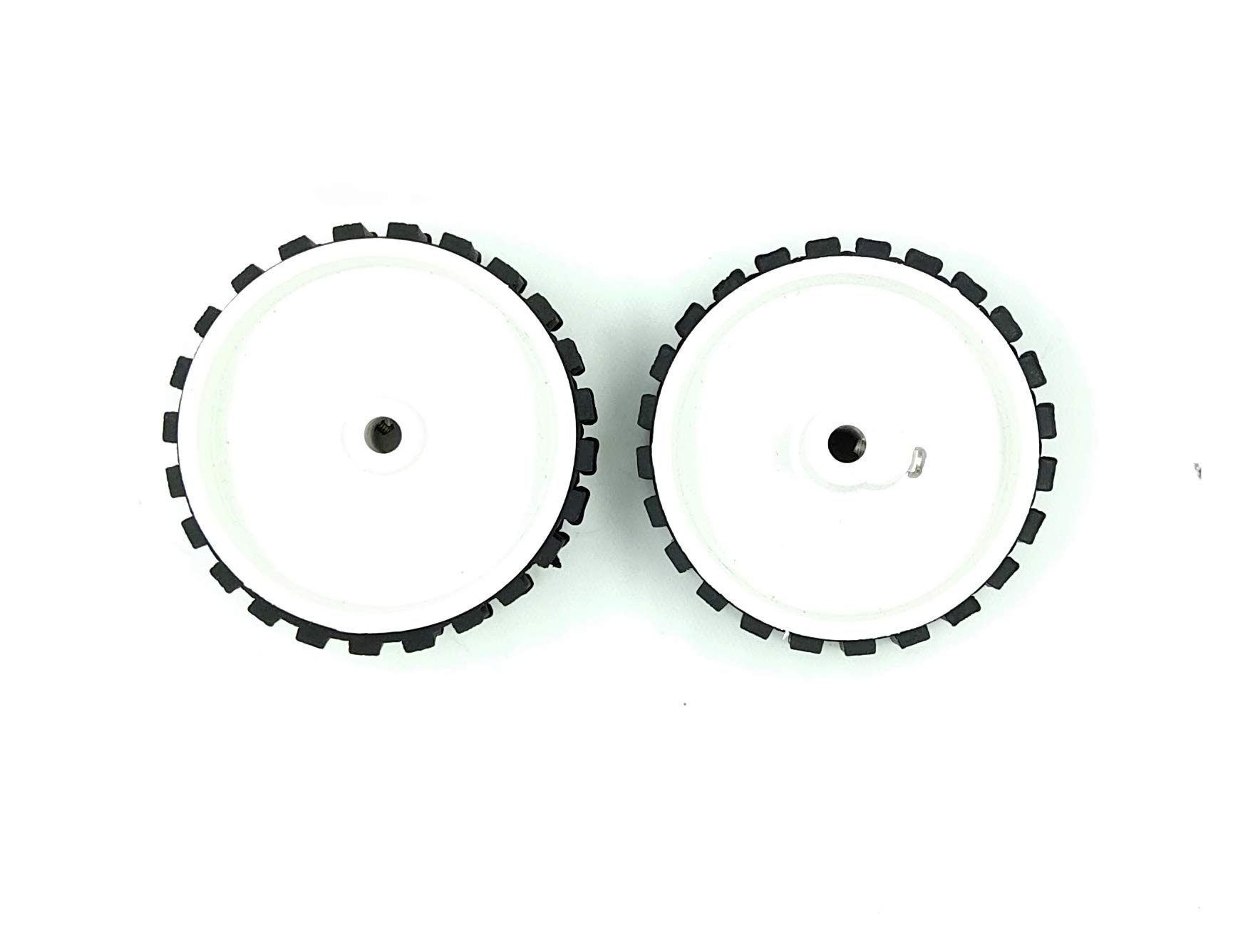 INVENTO 2pcs 70mm x 20mm Plastic Robotic Wheel Durable Rubber Tire Wheel 6mm Hole for DC Geared Motor RC Car Robot