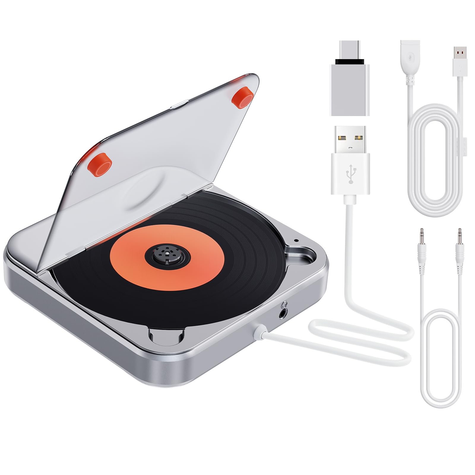 Lettore CD per Auto con Porta USB/AUX, Lettore CD Esterno CENXINY | Compatibile con Autoradio,Lettore Universale CD per Veicoli con AUX/Cavo di Estensione USB/Adattatore Conversione (da A a C)