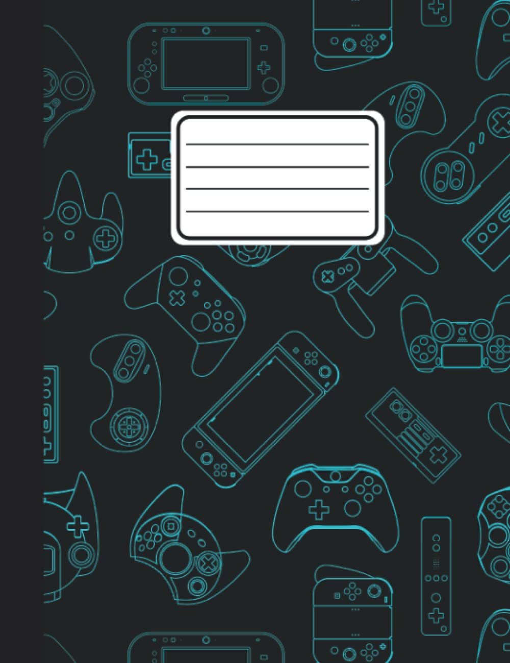 Composition Notebook Black Gaming Blue Green Turquoise Video Games Gamer Themed Comp Book For Boys For Girls For Kids Children Adults Teachers Cute ..