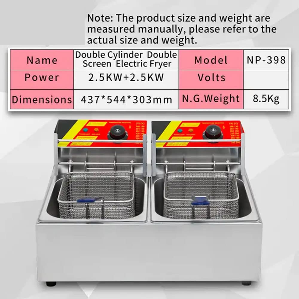 Electric deep fryer maker machine 12L double fryer machine (voltage 110v)