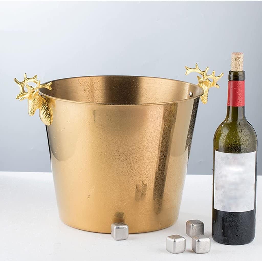 Cubitera Botella Vino 12L Gran Capacidad Cubo de Hielo Recipiente de Hielo de Acero Inoxidable para 6 Botellas de champán/Vino o 12-15 Botellas de cócteles
