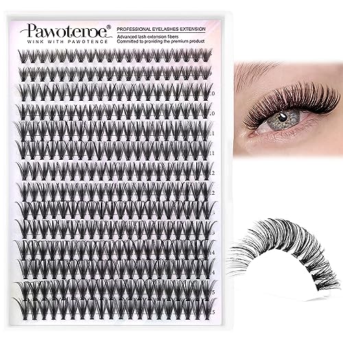 Image of Pawotence Lash Clusters Natural 30D Cluster Eyelash Extensions 8-15mm Individual Lashes Cluster Wispy 280pcs Eyelash Clusters Lash Extension for Self Application (30D, 0.07D, 8-15mm)