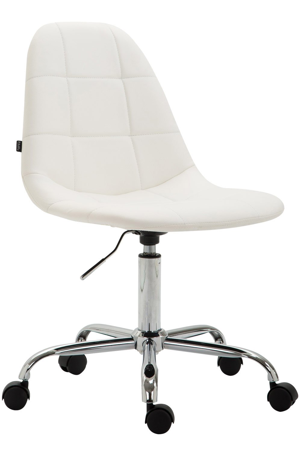 CLP Silla De Oficina Moderna Reims En Cuero PU I Silla De Escritorio con Respaldo I Silla De Ordenador con Ruedas, Color:Blanco