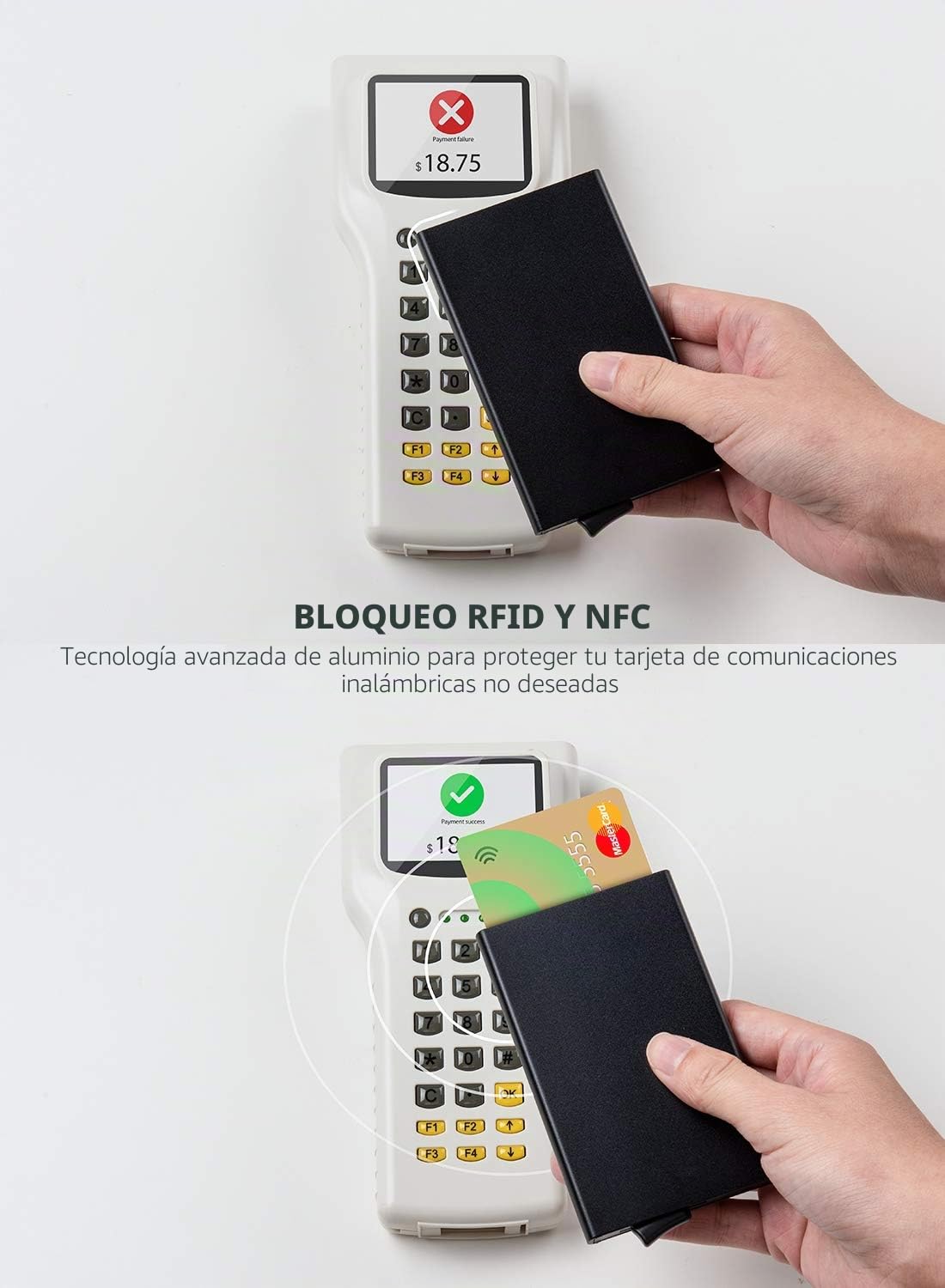 VULKIT Tarjetero Hombre o Mujer Pequeño Tarjeteros Metalico RFID Bloqueo Porta Tarjetas Slim Porta Cartoes Homem Pop Up Funda Tarjeta Credito para 5 Tarjetas