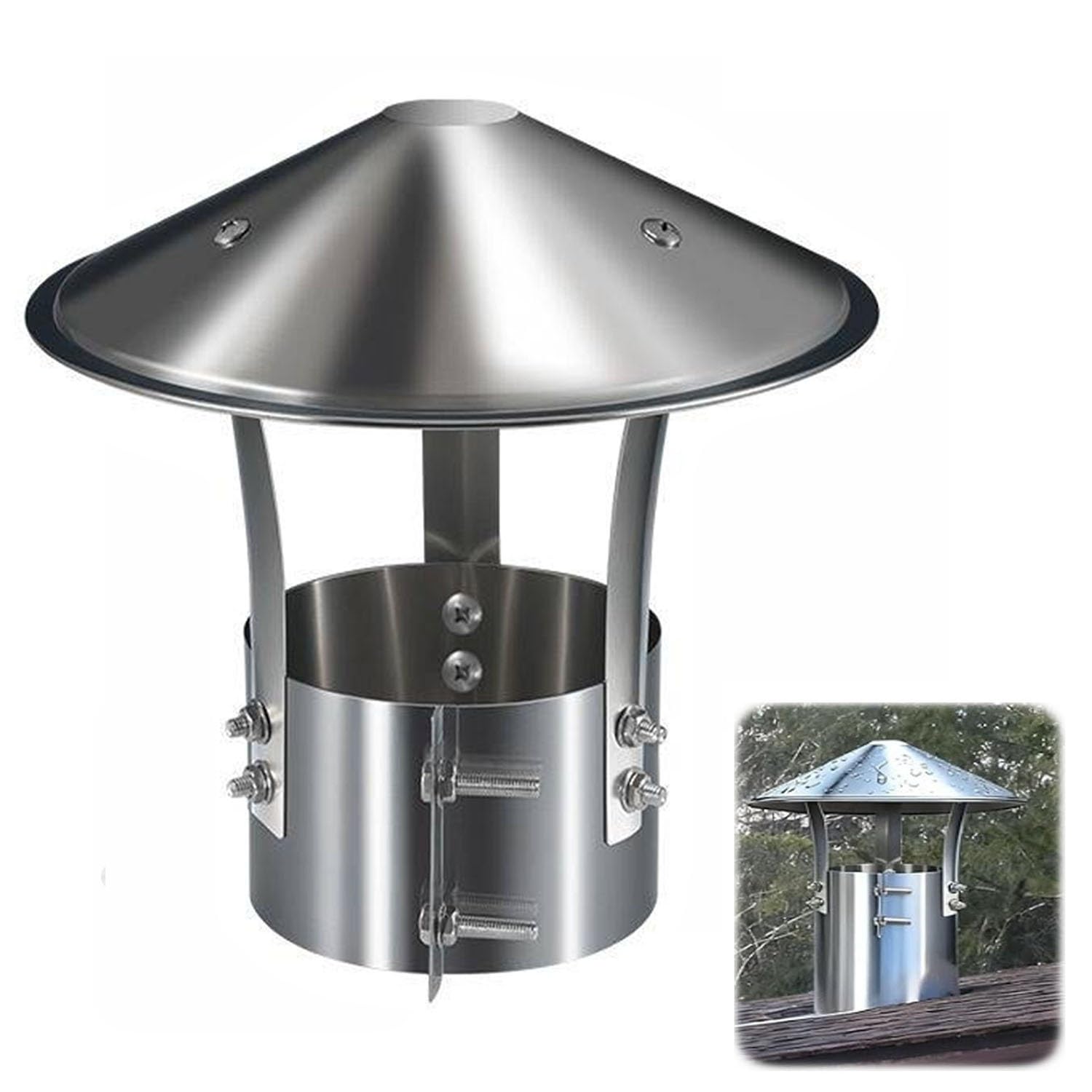 Capuchon de cheminée acier inoxydable bouchon tuyau poêle rond réglable protection pluie