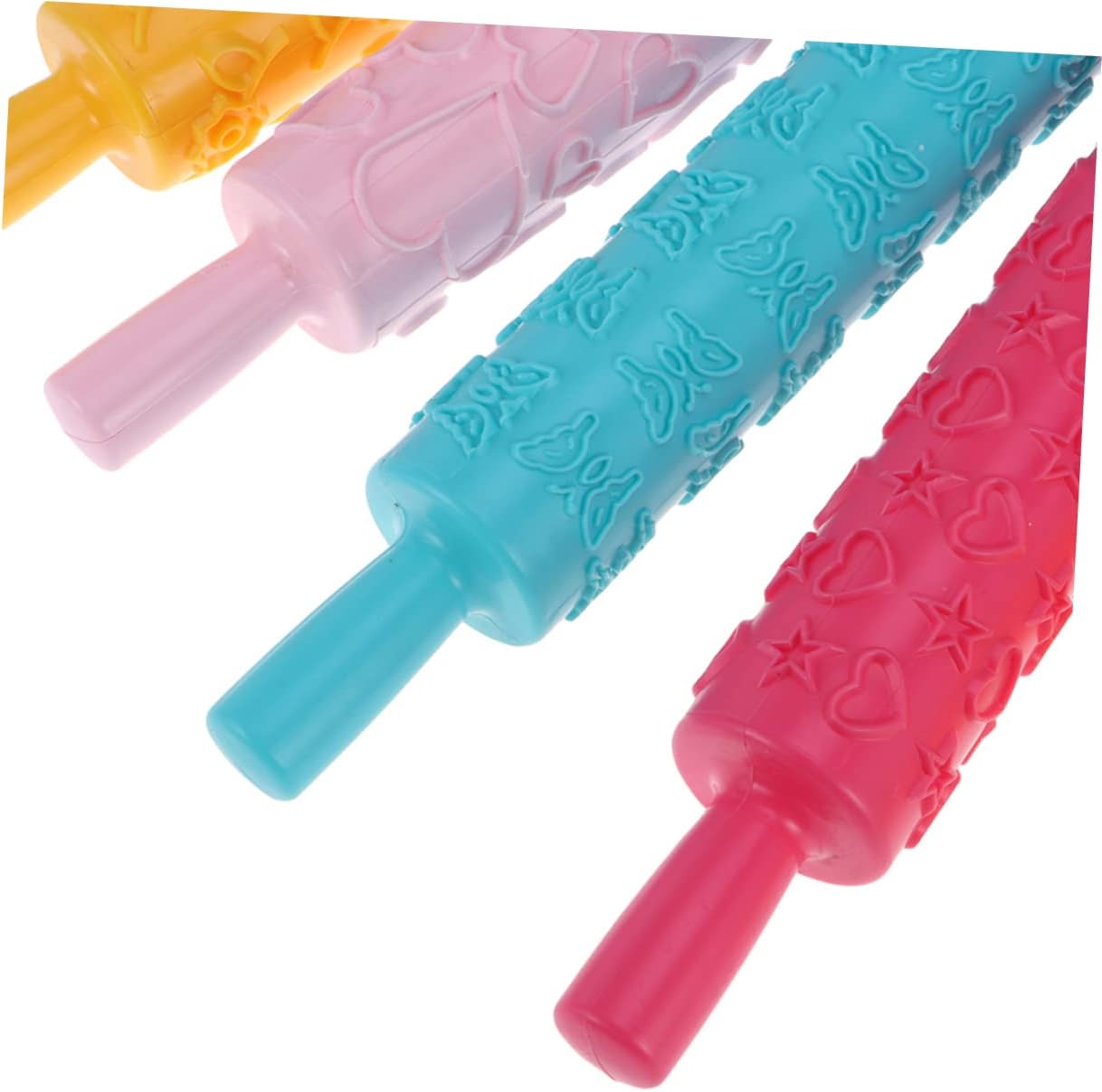 Ciieeo 8pcs Plastic Pattern Rolling Pin Embossed Roller Dough Roller Mold Embossed Mold Rolled Dough Tools Cookie Baking Rolling Random Style