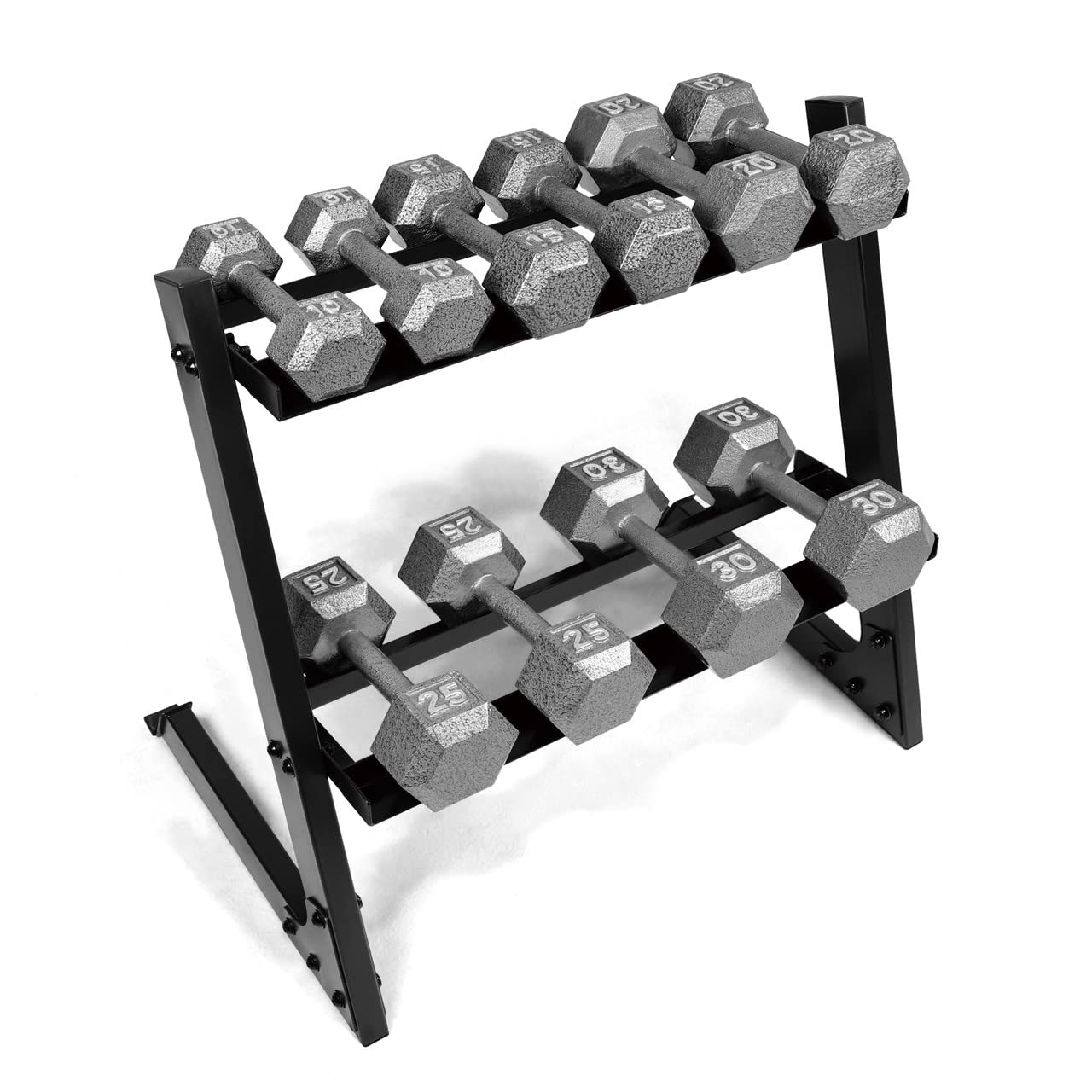 WF Athletic Supply 200Lb Dumbbell Set, 10-30Lb Dumbbell Set with Two-Tier Storage Rack for Muscle Toning, Strength Building & Weight Loss - Multiple