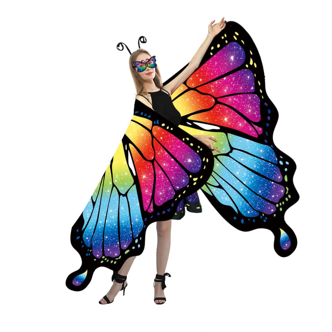 Schmetterlingsflügel-Kostüme für Damen, Halloween-Schmetterlings-Umhang mit Rock, Erwachsene, Feen-Kostüm-Party-Set